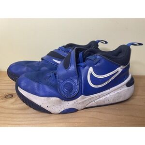 Nike Team Hustle Basketball Shoes Youth / Little Boys Size 1.5Y Blue Hook & Loop